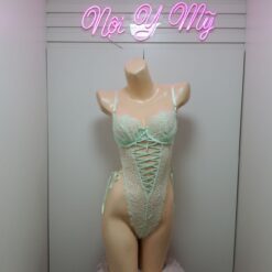 Teddy Victoria’s Secret ren đan dây cup có gọng hở đáy màu xanh mint 348305qcz