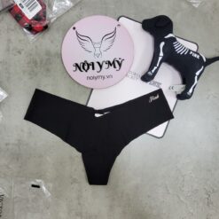 Quần lót Pink lọt khe thun lạnh không viền lưng cao màu đen 121068qb4