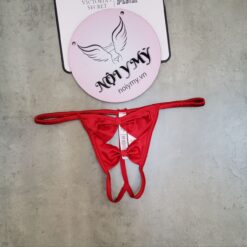 Quần lót Victoria Secret lọt khe nơ satin không đáy màu đỏ 955548qd4