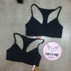 Áo bralette Pink không nâng thun cotton màu đen 119170qb4