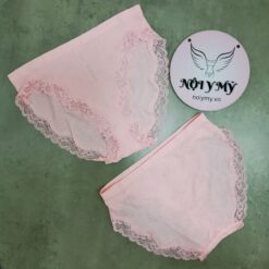 Quần lót Victoria’s Secret nguyên mông lưng cao thun seamless viền ren màu hồng 415204qcj