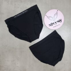 Quần lót Victoria’s Secret nguyên mông lưng cao thun seamless màu đen 416002