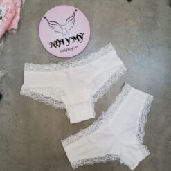Quần lót Victoria’s Secret nửa mông cotton phối ren màu trắng 418405qbf