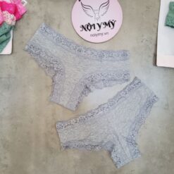 Quần lót Victoria’s Secret nửa mông cotton phối ren màu xám 418405qbv