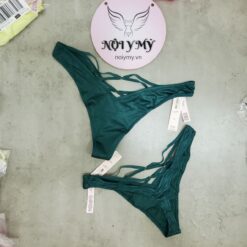 Quần lót Victoria Secret lọt khe thun lạnh phối dây màu xanh ve chai 189645qcz