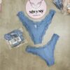 Quần lót Victoria Secret nửa mông thun lạnh phối ren màu xanh dương 415820qd2