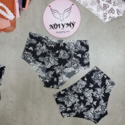 Quần lót Victoria Secret nửa mông thun lạnh không viền màu đen hoa 26831077
