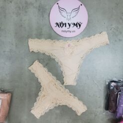 Quần lót Victoria Secret lọt khe thun lạnh phối ren màu da nhạt 417753ser