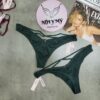 Quần lót Victoria Secret lọt khe thun lạnh phía sau đan dây màu xanh lá đậm 189645qjv