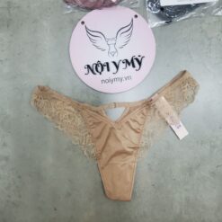 Quần lót Victoria Secret lọt khe thun lạnh phối ren màu da 419376seq