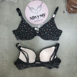 Áo lót Pink nâng vừa thun cotton viền logo màu đen hoạ tiết 362481qg5