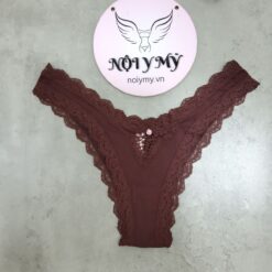 Quần lót Victoria Secret nửa mông thun lạnh phối ren màu nâu 417746qd4