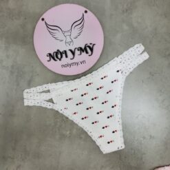 Quần lót Pink lọt khe thun gân phối ren màu trắng hoạ tiết 419339qr2
