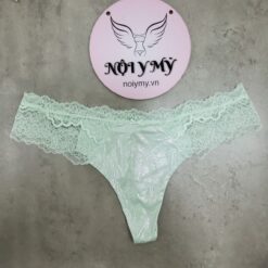 Quần lót Victoria Secret lọt khe thun lạnh phối ren màu xanh ngọc nhũ 904003qaf