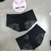 Quần lót Pink nguyên mông thun lạnh phối ren màu đen 416231qb4