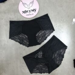 Quần lót Pink nguyên mông thun lạnh phối ren màu đen 416231qb4