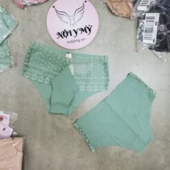 Quần lót Victoria Secret nửa mông thun lạnh không viền phối ren màu xanh ngọc 423902qcz (Copy)