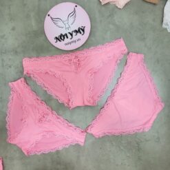 Quần lót Victoria Secret bikini thun lạnh phối ren màu hồng 424223qax