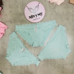Quần lót Victoria Secret bikini thun lạnh phối ren màu xanh ngọc 424223qd2