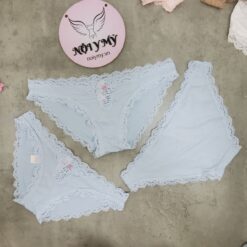 Quần lót Victoria Secret bikini thun lạnh phối ren màu xanh biển nhạt 424223qg2