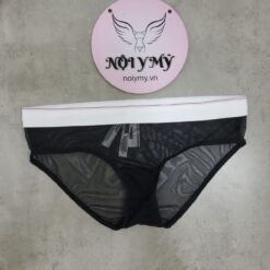 Quần lót Pink nguyên mông ren lưới lưng logo màu đen 425358qb4