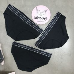 Quần lót Victoria’s Secret nguyên mông thun cotton lưng logo màu đen 415923