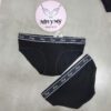 Quần lót Pink nguyên mông thun cotton lưng logo màu đen 416207qb4