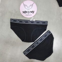 Quần lót Pink nguyên mông thun cotton lưng logo màu đen 416207qb4