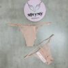 Quần lót Victoria Secret lọt khe thun lạnh phối ren dây điều chỉnh màu da hồng 419835sfx