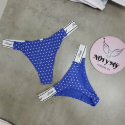 Quần lót Pink lọt khe thun cotton màu xanh dương hoạ tiết 416206qbn