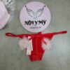 Quần lót Victoria Secret lọt khe dây satin kèm nơ lông vũ phía sau tháo rời màu đỏ 420314qd4