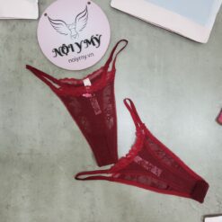 Quần lót Victoria Secret lọt khe ren dây lưng cao màu đỏ đô 428798qd7