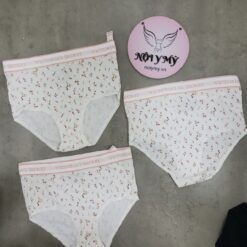 Quần lót Victoria’s Secret nguyên mông thun cotton lưng cao logo màu trắng hoa 27109691