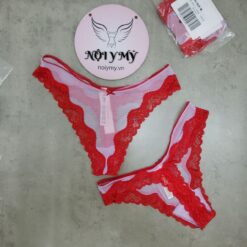 Quần lót Victoria Secret lọt khe ren lưới màu tím viền đỏ 415384qjf