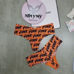 Quần lót Pink lọt khe thun lạnh không viền màu cam hoạ tiết 27083371