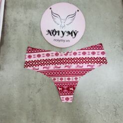 Quần lót Pink lọt khe thun lạnh không viền màu hồng hoạ tiết 416223