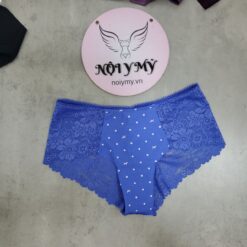 Quần lót Pink nửa mông thun lạnh phối ren màu xanh dương hoạ tiết 27047628