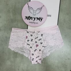 Quần lót Pink nửa mông thun lạnh phối ren màu hồng hoạ tiết 27114235