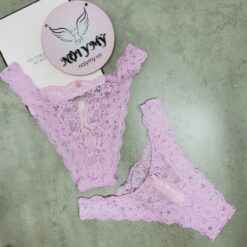 Quần lót Victoria Secret nửa mông lưng cao ren màu tím 417745qqw