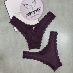 Quần lót Victoria Secret nửa mông thun lạnh phối ren màu tím sẫm 417746qnb