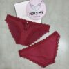 Quần lót Victoria Secret bikini thun lạnh phối ren màu đỏ đô 424223qd4