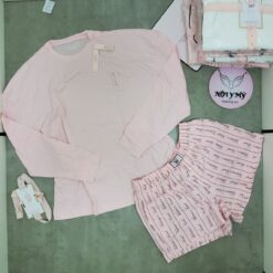 Set ngủ Victoria's Secret Chất Liệu màu hồng hoạ tiết đính đá 429336qa6