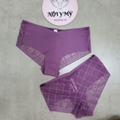 Quần lót Victoria Secret nửa mông thun lạnh không viền phía sau ren lưới màu tím 431682qcj