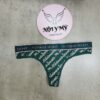 Quần lót Victoria Secret lọt khe thun cotton lưng logo màu xanh lá hoạ tiết 415918qjp