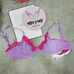 Áo lót Victoria Secret không nâng không mút ren lưới màu tím viền hồng 231719qjf