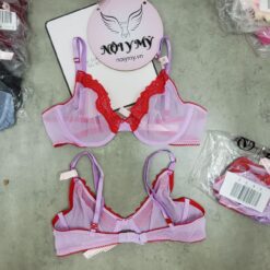 Áo lót Victoria Secret không nâng không mút ren lưới màu tím viền đỏ 231719qt3