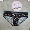 Quần lót Victoria’s Secret nguyên mông thun cotton lưng logo màu đen hoa 415923sse