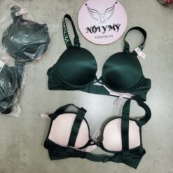 Áo lót Victoria Secret bombshell thun lạnh dây đính đá màu xanh lá đậm 421990qcz
