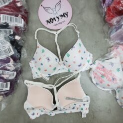 Áo lót Pink nâng vừa cài trước  thun lạnh màu trắng hoạ tiết 425387qfq