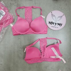 Áo lót Victoria Secret cài trước nâng vừa thun lạnh phối ren màu hồng 429668qe7